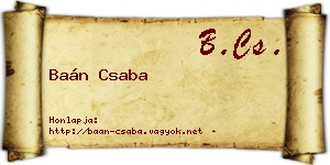 Baán Csaba névjegykártya